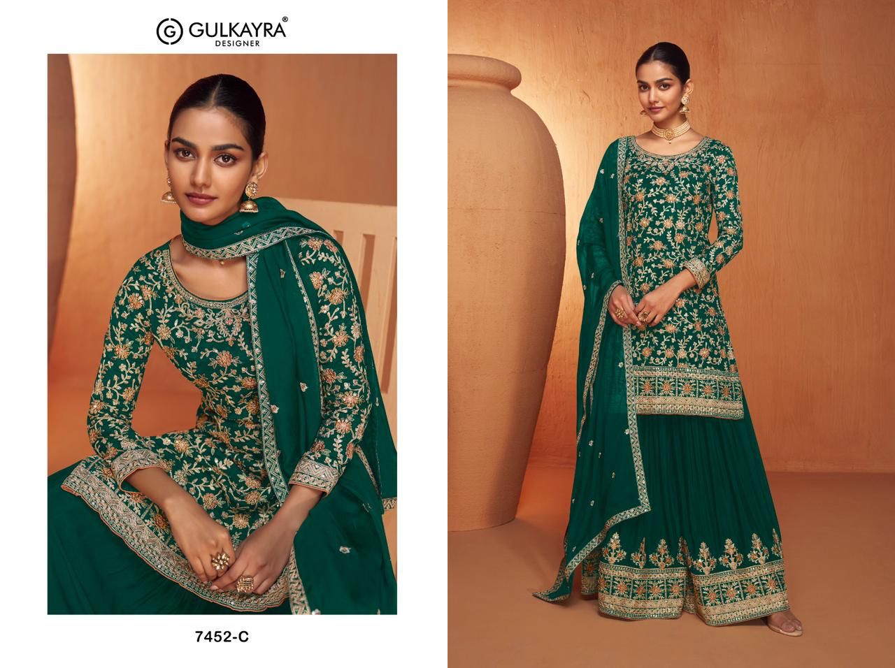 Jhanvi By Gulkayra Real Chinon Wedding Wear Designer Readyamde Suits Wholesale Price In Surat